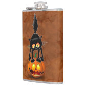 Cat Halloween erschreckter Cartoon auf Kürbiskröte Flachmann (Links)
