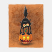 Cat Halloween erschreckter Cartoon auf Kürbiskröte Fleecedecke (Vorderseite)