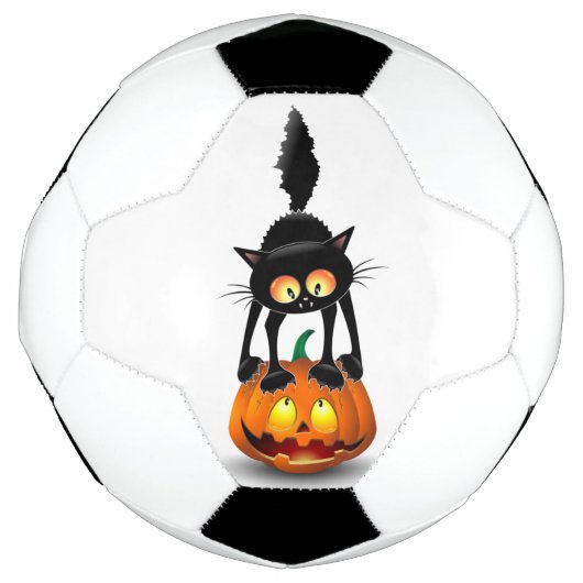 Cat Halloween erschreckter Cartoon auf Kürbiskröte Fußball (Vorderseite)