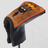 Cat Halloween erschreckter Cartoon auf Kürbiskröte Golf Headcover (3/4 Vorderseite)