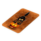 Cat Halloween erschreckter Cartoon auf Kürbiskröte Magnet (Linke Seite)