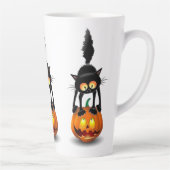 Cat Halloween erschreckter Cartoon auf Kürbiskröte Milchtasse (Rechts)