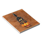 Cat Halloween erschreckter Cartoon auf Kürbiskröte Notizblock (angewinkelt)