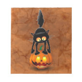 Cat Halloween erschreckter Cartoon auf Kürbiskröte Notizblock (Vorderseite)