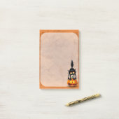 Cat Halloween erschreckter Cartoon auf Kürbiskröte Post-it Klebezettel (Auf Schreibtisch)