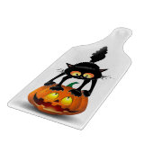 Cat Halloween erschreckter Cartoon auf Kürbiskröte Schneidebrett (Ecke)