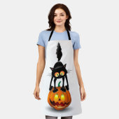 Cat Halloween erschreckter Cartoon auf Kürbiskröte Schürze (Getragen)