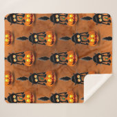 Cat Halloween erschreckter Cartoon auf Kürbiskröte Sherpadecke (Vorderseite (Horizontal))