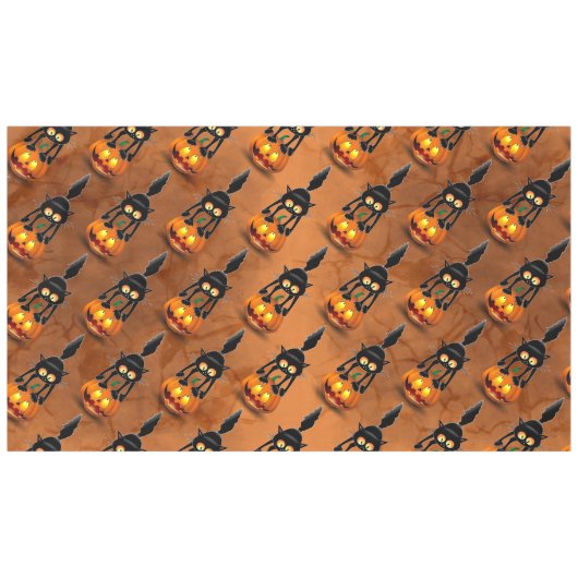 Cat Halloween erschreckter Cartoon auf Kürbiskröte Tischdecke (Vorderseite (Horizontal))