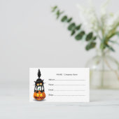 Cat Halloween erschreckter Cartoon auf Kürbiskröte Visitenkarte (Stehend Vorderseite)