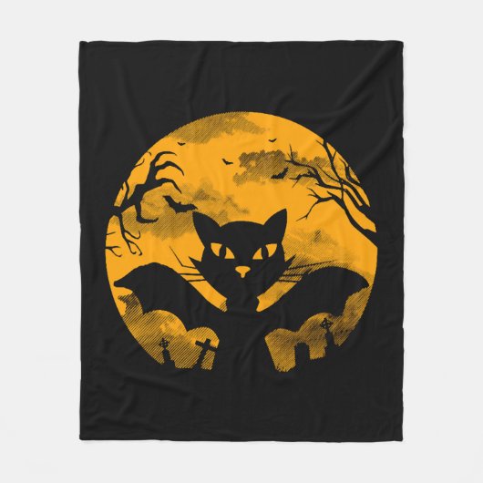 Cat Halloween Fleecedecke (Vorderseite)