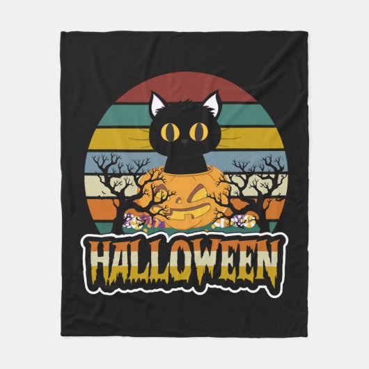 Cat Halloween Fleecedecke (Vorderseite)
