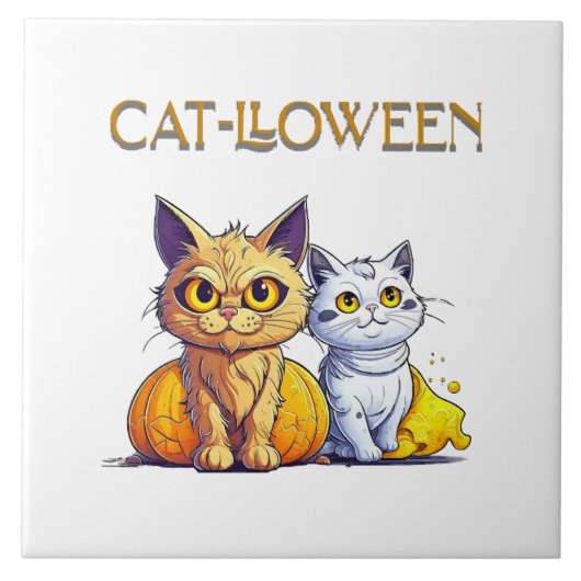 Cat Halloween Fliese (Vorderseite)