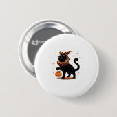 Cat Halloween Funny Spooky Jahreszeit Katze Hexenk Button (Vorne & Hinten)