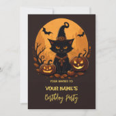Cat halloween Geburtstag Einladung (Vorderseite)