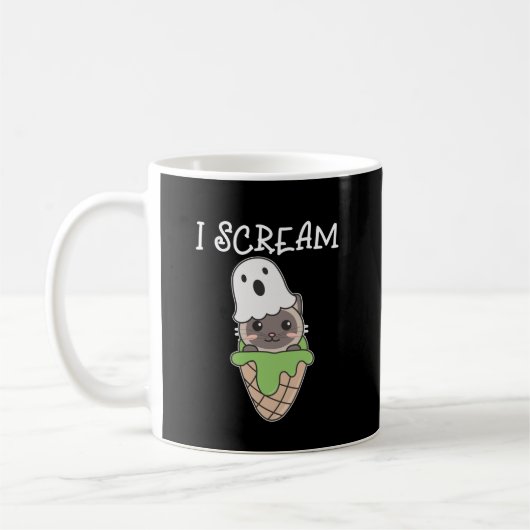 Cat Halloween Ghost I Schrei Eiscreme Puff Kaffeetasse (Links)