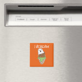 Cat Halloween Ghost I Schrei Eiscreme Puff Magnet (In Situ (Geschirrspüler))