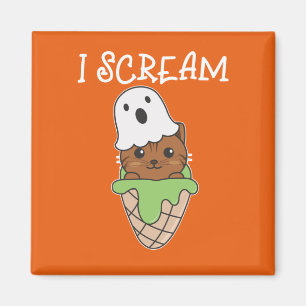 Cat Halloween Ghost I Schrei Eiscreme Puff Magnet