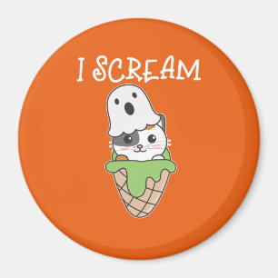 Cat Halloween Ghost I Schrei Eiscreme Puff Magnet
