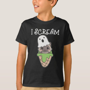Cat Halloween Ghost I Schrei Eiscreme Puff T-Shirt