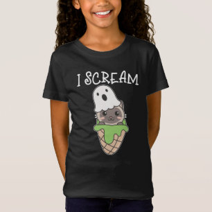 Cat Halloween Ghost I Schrei Eiscreme Puff T-Shirt