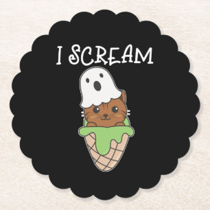 Cat Halloween Ghost I Schrei Eiscreme Puff Untersetzer