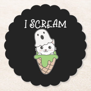 Cat Halloween Ghost I Schrei Eiscreme Puff Untersetzer