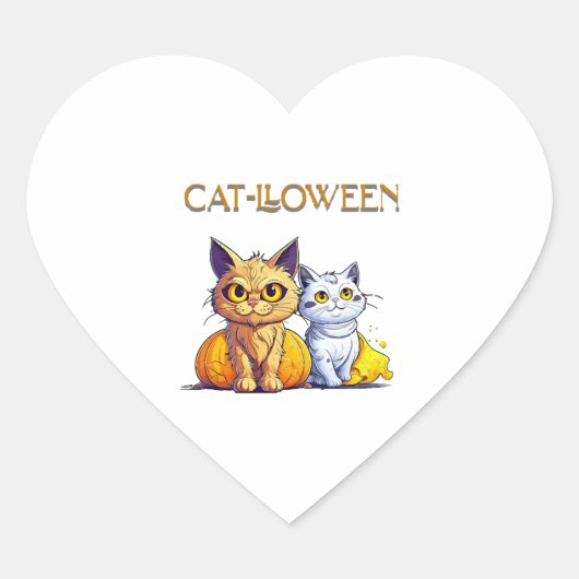 Cat halloween Herz-Aufkleber (Vorderseite)