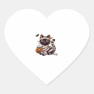 Cat Halloween Mummy Niedlich Cat Kids Herz-Aufkleber