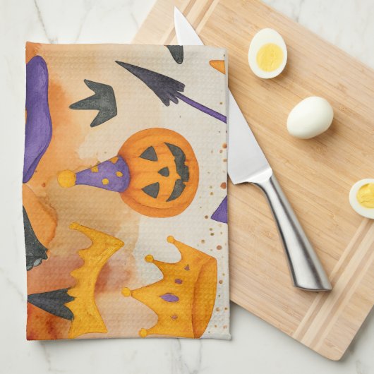 Cat Halloween-Party Geschirrtuch (Viertel Falte)