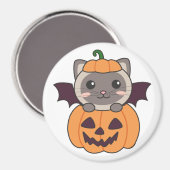 Cat Halloween Pumpkin Bat Kostüm Magnet (Vorderseite/Rückseite)