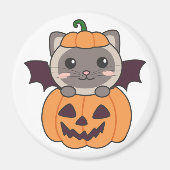 Cat Halloween Pumpkin Bat Kostüm Magnet (Vorne)