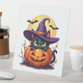 Cat Halloween Pumpkin Black Cat Sockelschild (In Situ)