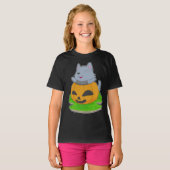 Cat Halloween Pumpkin T-Shirt (Vorne ganz)