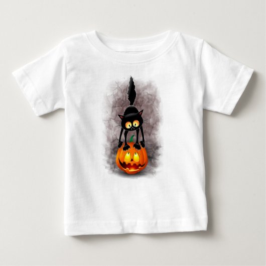 Cat Halloween Scared Cartoon Character stehend Baby T-shirt (Vorderseite)