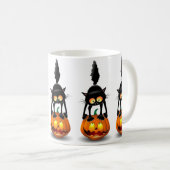Cat Halloween Scared Cartoon Character stehend Kaffeetasse (VorderseiteRechts)