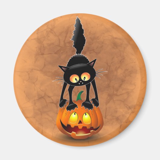 Cat Halloween Scared Cartoon Character stehend Magnet (Vorne)