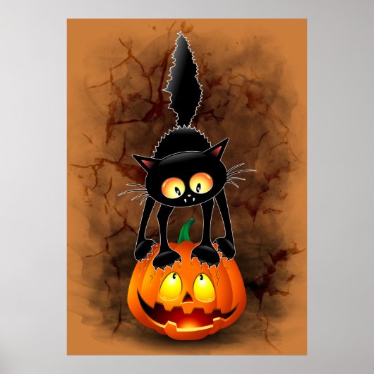 Cat Halloween Scared Cartoon Character stehend Poster (Vorne)
