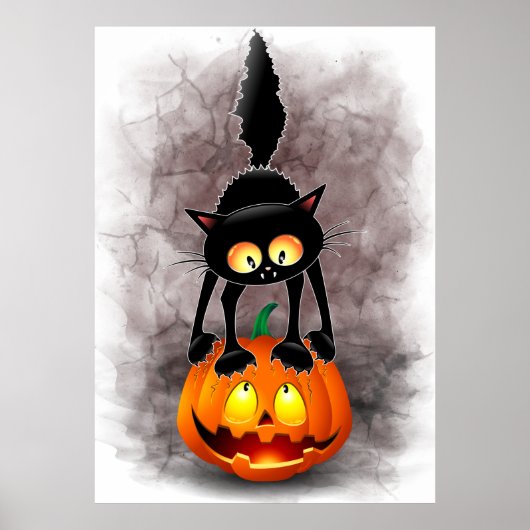 Cat Halloween Scared Cartoon Character stehend Poster (Vorne)