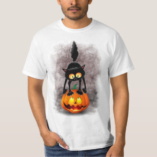 Cat Halloween Scared Cartoon Character stehend T-Shirt