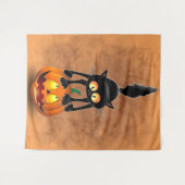 Cat Halloween Scared Cartoon Character stehend Wandteppich (Vorderseite (Horizontal))