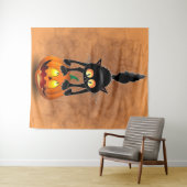 Cat Halloween Scared Cartoon Character stehend Wandteppich (Beispiel (Horizontal))