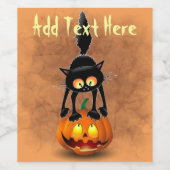 Cat Halloween Scared Cartoon Character stehend Weinetikett (Einzelnes Label)