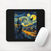 Cat Halloween Van Gogh Starry Night Pumpkin Men Wo Mousepad (Mit Mouse)