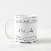 Cat Hand Sketted Cat Lady Modern Simple Kaffeetasse (Links)