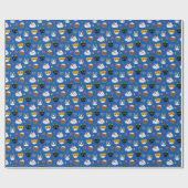 Cat Hannukah Gemustert Geschenkpapier (Flach)