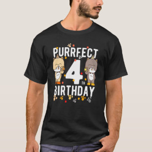 Cat Happy 4. Geburtstag 4 Jahr Geburtstag T-Shirt