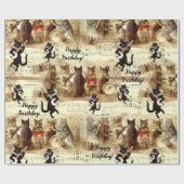 Cat Happy Birthday Song Orchestra Geschenkpapier (Flach)