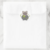 Cat Happy Halloween Cauldron Bat Runder Aufkleber (Tasche)