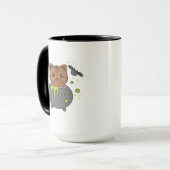 Cat Happy Halloween Cauldron Bat Tasse (Vorderseite Links)